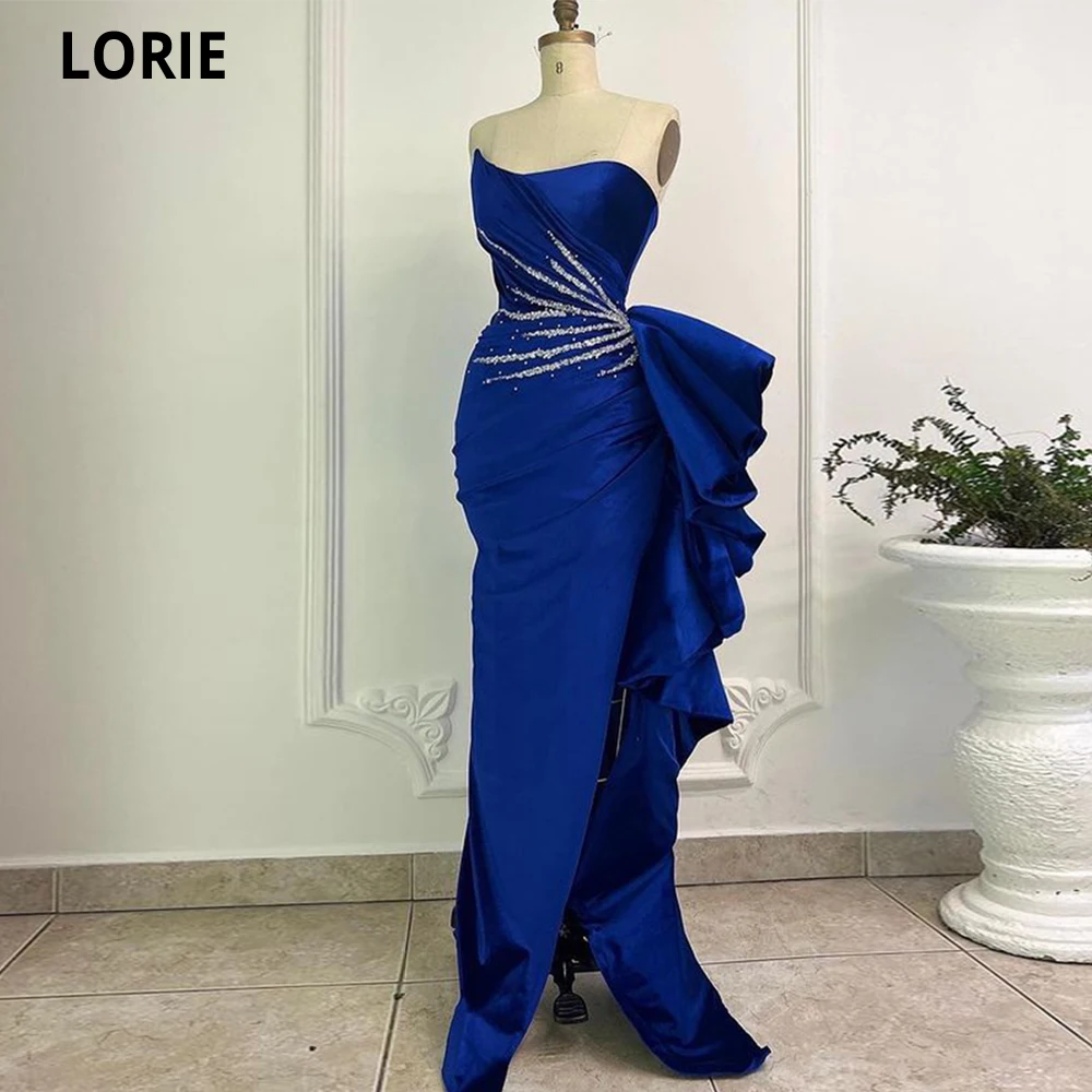 LORIE 2022 Satin Luxury Prom Dresses Strapless Wrap Beaded Women Mermaid Evening Gowns Plus Size Custom Made With Side Ruffles
LORIE 2022 Satin Luxury Prom Dresses Strapless Wrap Beaded Women Mermaid Evening Gowns Plus Size Custom Made With Side Ruffles