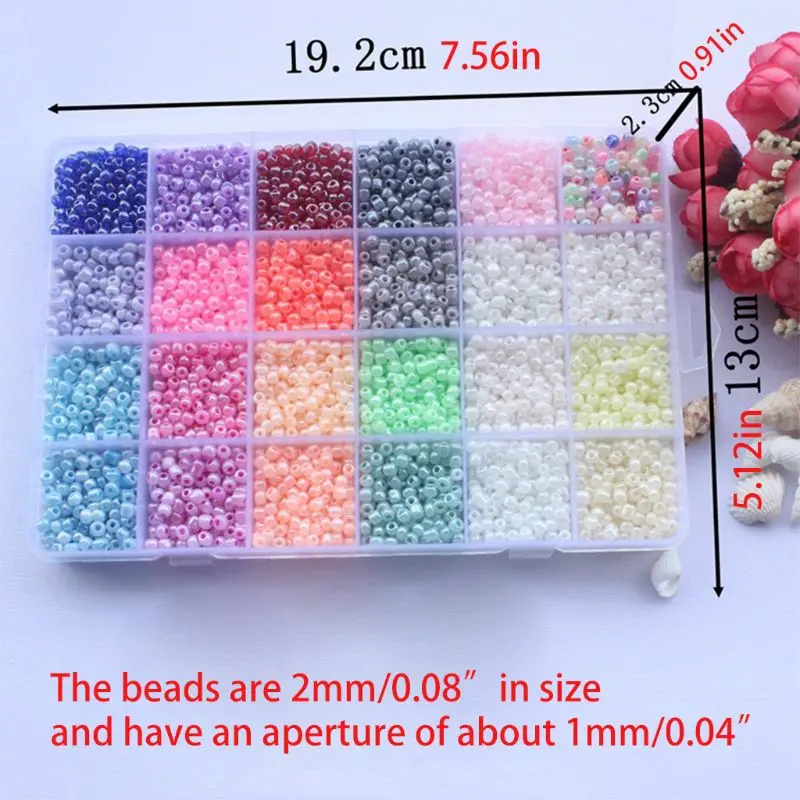 6000Pcs 24 Grid 4mm Small Glass Seed Beads for DIY Bracelet Necklaces Crafting Jewelry Making Supplies with String Box
6000Pcs 24 Grid 4mm Small Glass Seed Beads for DIY Bracelet Necklaces Crafting Jewelry Making Supplies with String Box