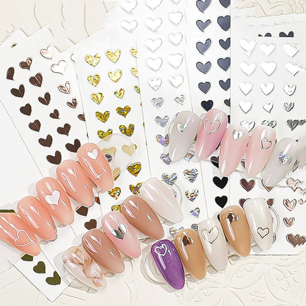 1 Sheets Cute Heart Shape Nail Art Stickers Black laser gold silver Self-Adhesive Decal DIY Nail Art Fashion Manicure Accessorie
1 Sheets Cute Heart Shape Nail Art Stickers Black laser gold silver Self-Adhesive Decal DIY Nail Art Fashion Manicure Accessorie