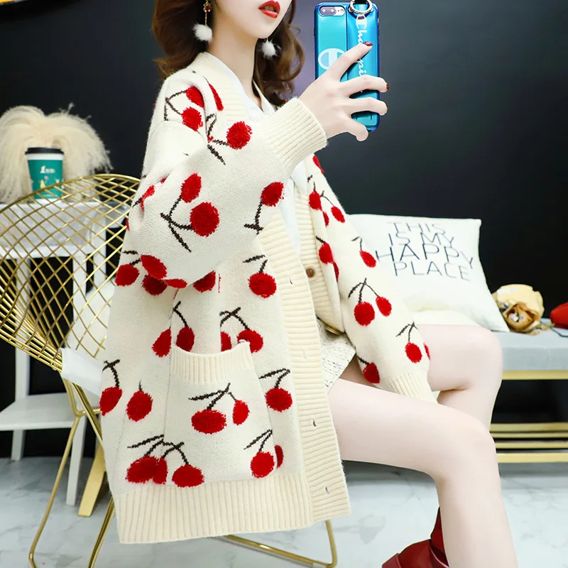 2020 net red sweater knitted cardigan women autumn and winter thick loose roving cherry embroidery knitted cardigan thick coat
2020 net red sweater knitted cardigan women autumn and winter thick loose roving cherry embroidery knitted cardigan thick coat