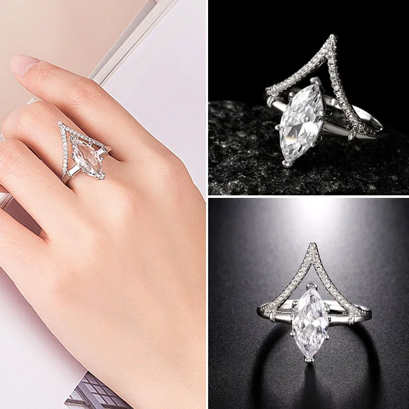 Popular "V" Shaped Inlaid Rhinestone Zircon Ring with Egg-shaped Crystal for Women Party Wedding Engagement Jewelry
Popular "V" Shaped Inlaid Rhinestone Zircon Ring with Egg-shaped Crystal for Women Party Wedding Engagement Jewelry