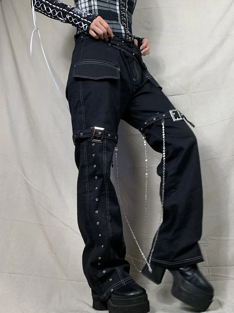 HEYounGIRL Gothic Eyelet Metal Button Cotton Baggy Jeans Fashion Patchwork Chain Techwear Punk Harajuku Black Trousers Ladies
HEYounGIRL Gothic Eyelet Metal Button Cotton Baggy Jeans Fashion Patchwork Chain Techwear Punk Harajuku Black Trousers Ladies
