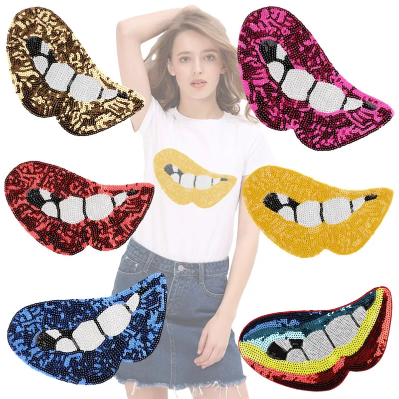 Shining Lips Series For Clothes DIY Ironing on Embroidered Patches Jacket T-shirt Back large Applique Sew-on Sequin Patch decor
Shining Lips Series For Clothes DIY Ironing on Embroidered Patches Jacket T-shirt Back large Applique Sew-on Sequin Patch decor