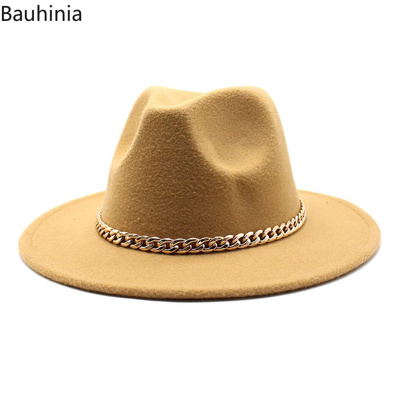 Winter Autumn Womens's Hat With Gold Chain Band 2021 Luxury Felt Fedora Hats 7CM Wide Brim Church Sombrero Jazz Cap
Winter Autumn Womens's Hat With Gold Chain Band 2021 Luxury Felt Fedora Hats 7CM Wide Brim Church Sombrero Jazz Cap
