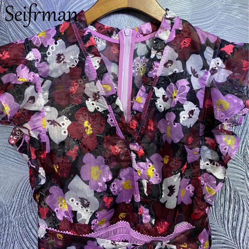 Seifrmann Women Summer Fashion RunwayParty Midi Dress Ruffles Bow Sashes Hollow Sexy V-Neck Floral Print Ladies A-Line Dresses
Seifrmann Women Summer Fashion RunwayParty Midi Dress Ruffles Bow Sashes Hollow Sexy V-Neck Floral Print Ladies A-Line Dresses