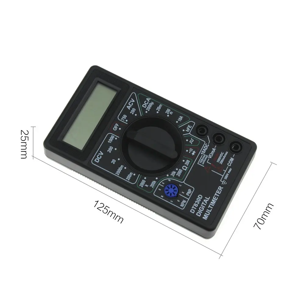 DT-830D Mini Pocket Digital Multimeter 1999 Counts AC/DC Volt Amp Ohm Diode hFE Continuity Tester Ammeter Voltmeter Ohmmeter
DT-830D Mini Pocket Digital Multimeter 1999 Counts AC/DC Volt Amp Ohm Diode hFE Continuity Tester Ammeter Voltmeter Ohmmeter