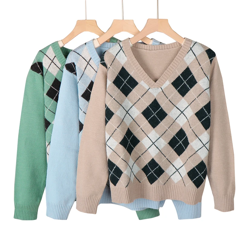 Vintage Sweaters Women Autumn V Neck Argyle Sweaters Plaid Y2K Jumper Female Korean Loose Pullover Women Fashion Winter 2022
Vintage Sweaters Women Autumn V Neck Argyle Sweaters Plaid Y2K Jumper Female Korean Loose Pullover Women Fashion Winter 2022