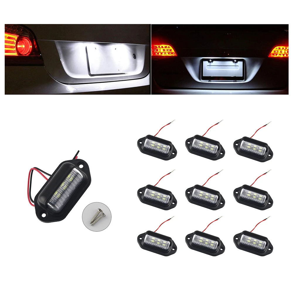 10pcs Universal 12V 24V 6LED License Plate Lamp Light Taillight Dome/Cargo Lights For Cars Truck Trailers Motorcycle Boat
10pcs Universal 12V 24V 6LED License Plate Lamp Light Taillight Dome/Cargo Lights For Cars Truck Trailers Motorcycle Boat