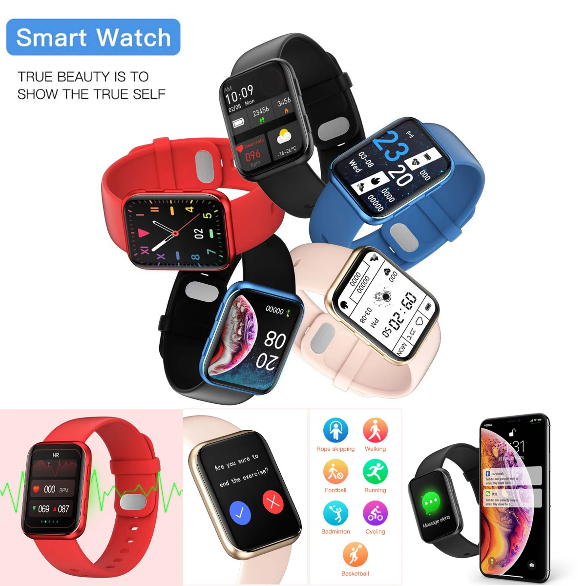 Fashion Smart Watch Multi-Sport Modes Heart Rate Monitor Sports Fitness Tracker Waterproof Men and Women Wearable Device
Fashion Smart Watch Multi-Sport Modes Heart Rate Monitor Sports Fitness Tracker Waterproof Men and Women Wearable Device