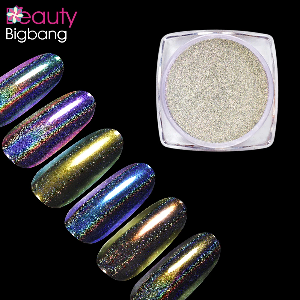 Beautybigbang Хамелеон Блестящий Порошок для ногтей блестящие дизайна лазерная основа