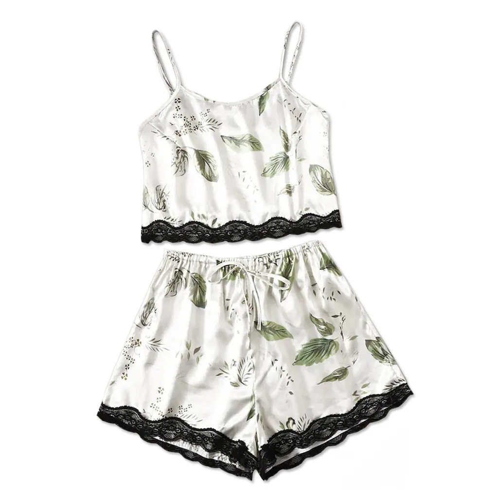 Women's new plus size printed pajamas suit summer printed suspenders shorts suit pajamas bow lace pajamas 40*
Women's new plus size printed pajamas suit summer printed suspenders shorts suit pajamas bow lace pajamas 40*