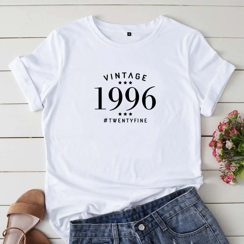 Vintage 1996 Tee Shirt Ladies Tops Casual T Shirt New Women Short Sleeve Tee y817
Vintage 1996 Tee Shirt Ladies Tops Casual T Shirt New Women Short Sleeve Tee y817