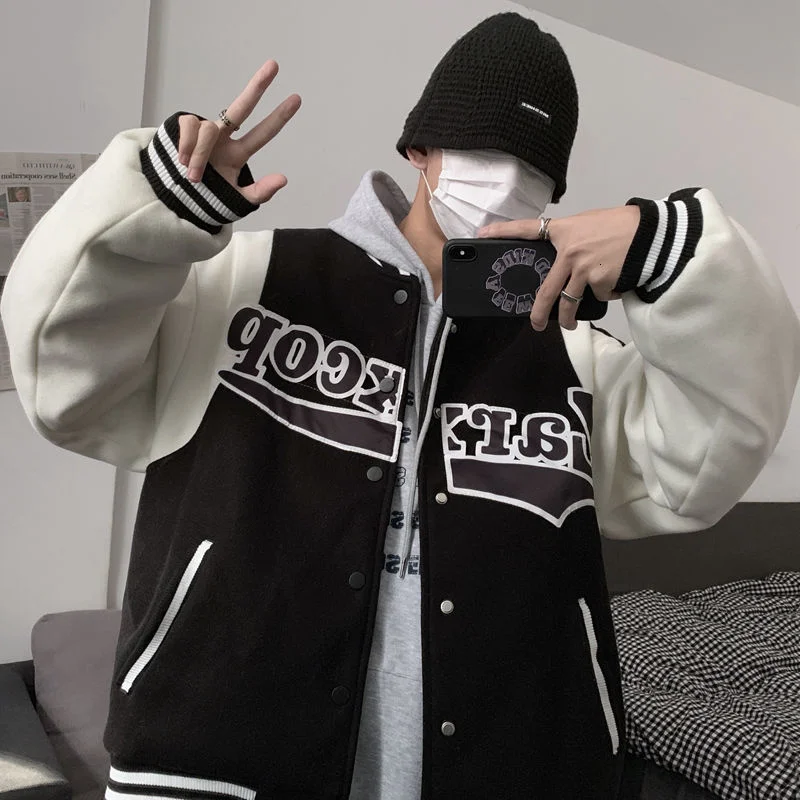 Мужская шерстяная бейсбольная форма PR, плотная уличная куртка в стиле ретро с надписью, в стиле хип-хоп, свободного покроя, 2021 
Мужская шерстяная бейсбольная форма PR, плотная уличная куртка в стиле ретро с надписью, в стиле хип-хоп, свободного покроя, 2021