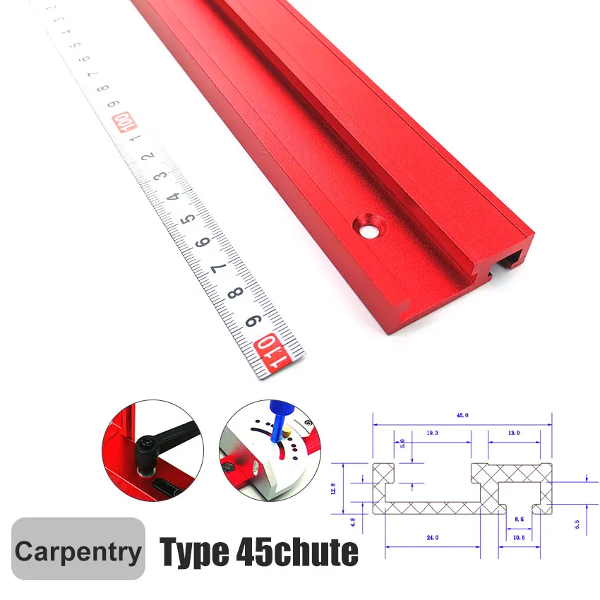 

T-track Slot Miter Track Aluminium Alloy Jig Fixture Saw Table Chute Router Table Bandsaws Woodworking DIY Tools Type-45 Scale