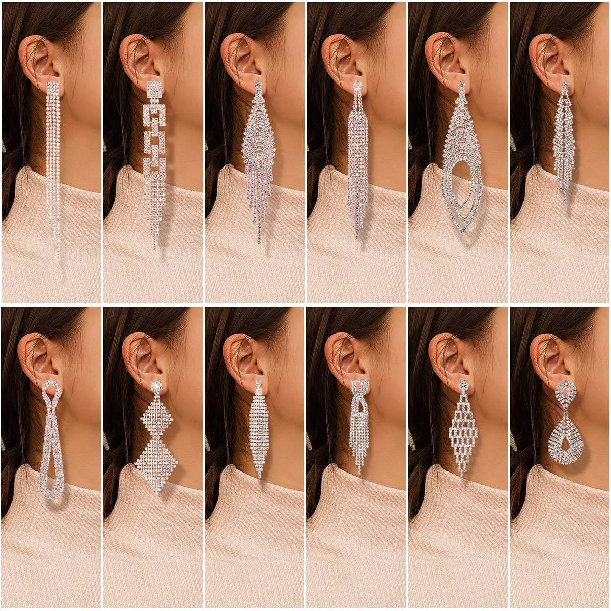 Christmas Gift Silver Elegant Rhinestone Crystal Bridal Chandelier Long Tassels Dangle Earrings for Wedding Prom CP547
Christmas Gift Silver Elegant Rhinestone Crystal Bridal Chandelier Long Tassels Dangle Earrings for Wedding Prom CP547