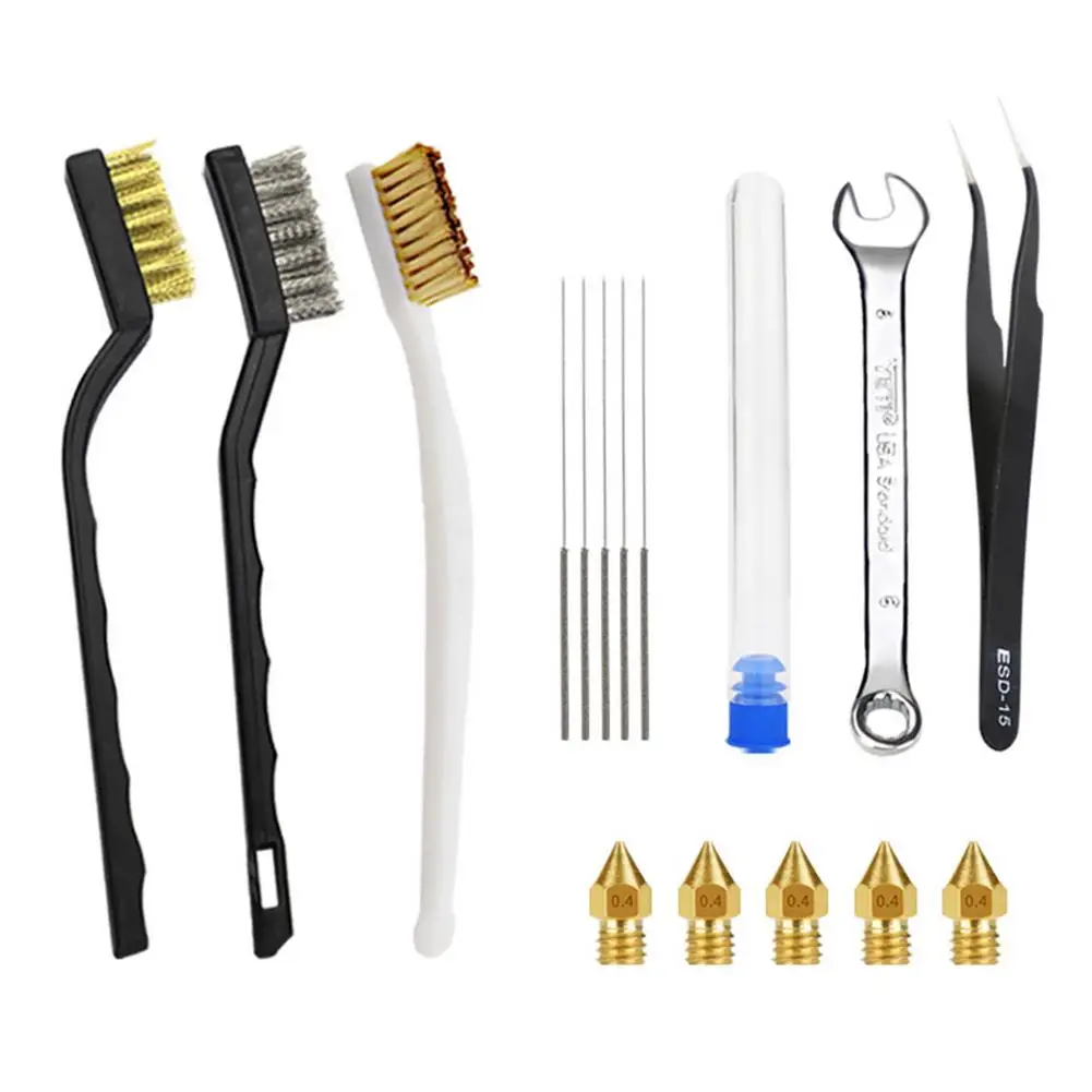 16Pcs/Set Cleaning Needles Tweezer Spinner Wrench Cleaner 3D Printer Part Nozzles Cleaning Kit Brass Nozzle Brush Kit
16Pcs/Set Cleaning Needles Tweezer Spinner Wrench Cleaner 3D Printer Part Nozzles Cleaning Kit Brass Nozzle Brush Kit