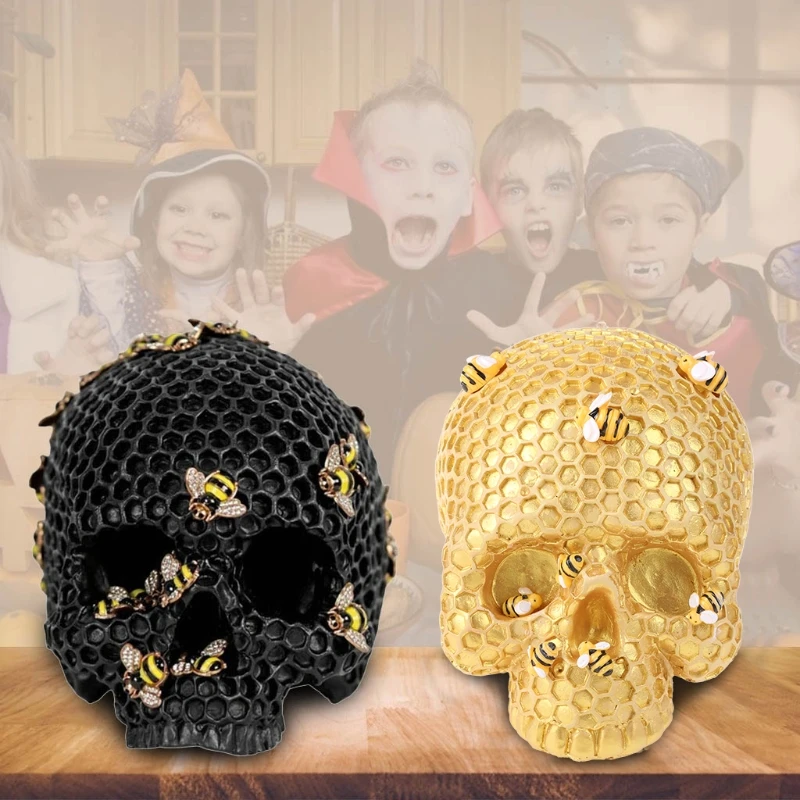 Skeleton Statue Beehive Skull Head Collectible Black Golden Suit for Halloween Home Office Table Party Decor Ornaments
Skeleton Statue Beehive Skull Head Collectible Black Golden Suit for Halloween Home Office Table Party Decor Ornaments