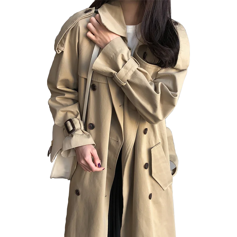 Hot Promotion Women Fashion Loose Size Knee-high Long Trench Coat Femme Double breasted Solid Khaki Outdoor Women Trench Coat
Hot Promotion Women Fashion Loose Size Knee-high Long Trench Coat Femme Double breasted Solid Khaki Outdoor Women Trench Coat
