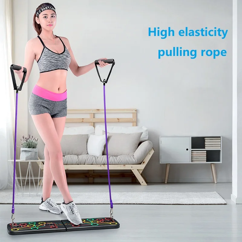 Gym Fitness equipment 9 in 1 push-up board with stretching rope muscle trainer body building equipment strength enhancer 
Gym Fitness equipment 9 in 1 push-up board with stretching rope muscle trainer body building equipment strength enhancer