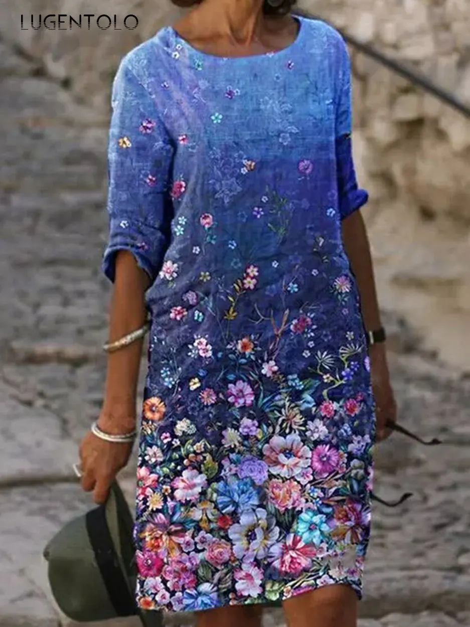 Women Summer Dress Short Sleeve Flower Print Loose Dresses Female Round Neck Casual Thin Street Short Dress Lugentolo
Women Summer Dress Short Sleeve Flower Print Loose Dresses Female Round Neck Casual Thin Street Short Dress Lugentolo