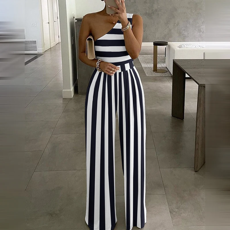Women Fashion Elegant Long Sleeve Partywear Jumpsuits Formal Party Romper One Shoulder Striped Party Jumpsuit
Women Fashion Elegant Long Sleeve Partywear Jumpsuits Formal Party Romper One Shoulder Striped Party Jumpsuit