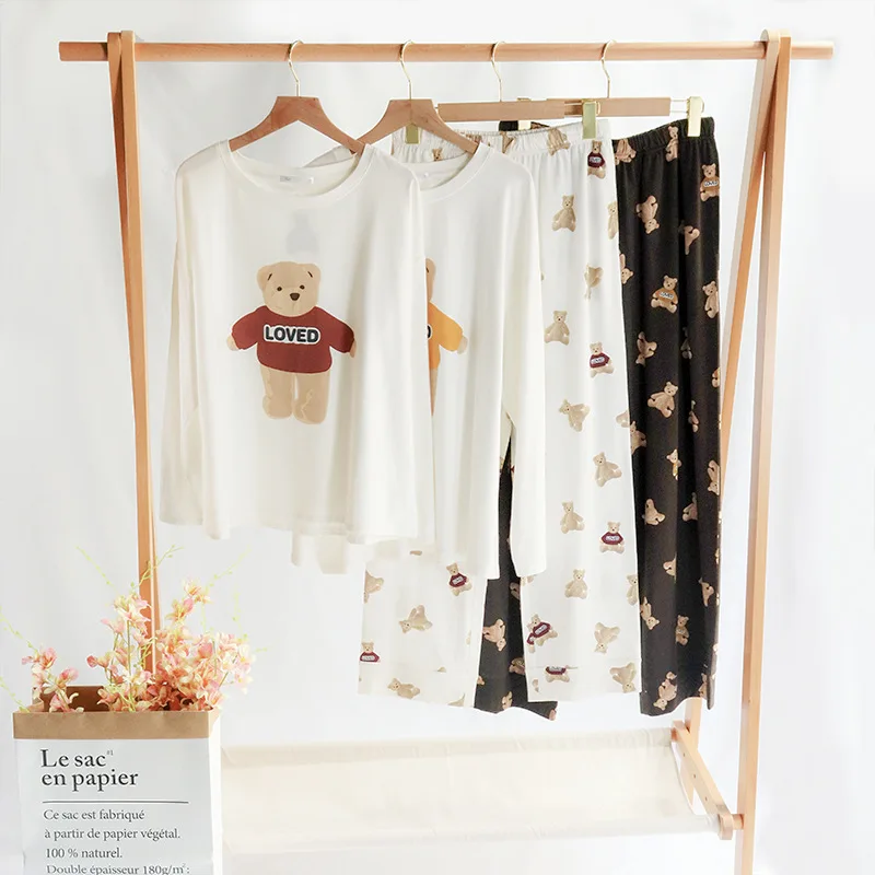 Couple Sleepwear Cotton Bear Printed Pajamas set Women Round Neck Cute Long-sleeved trousers set Homewear Casual Home Clothes
Couple Sleepwear Cotton Bear Printed Pajamas set Women Round Neck Cute Long-sleeved trousers set Homewear Casual Home Clothes