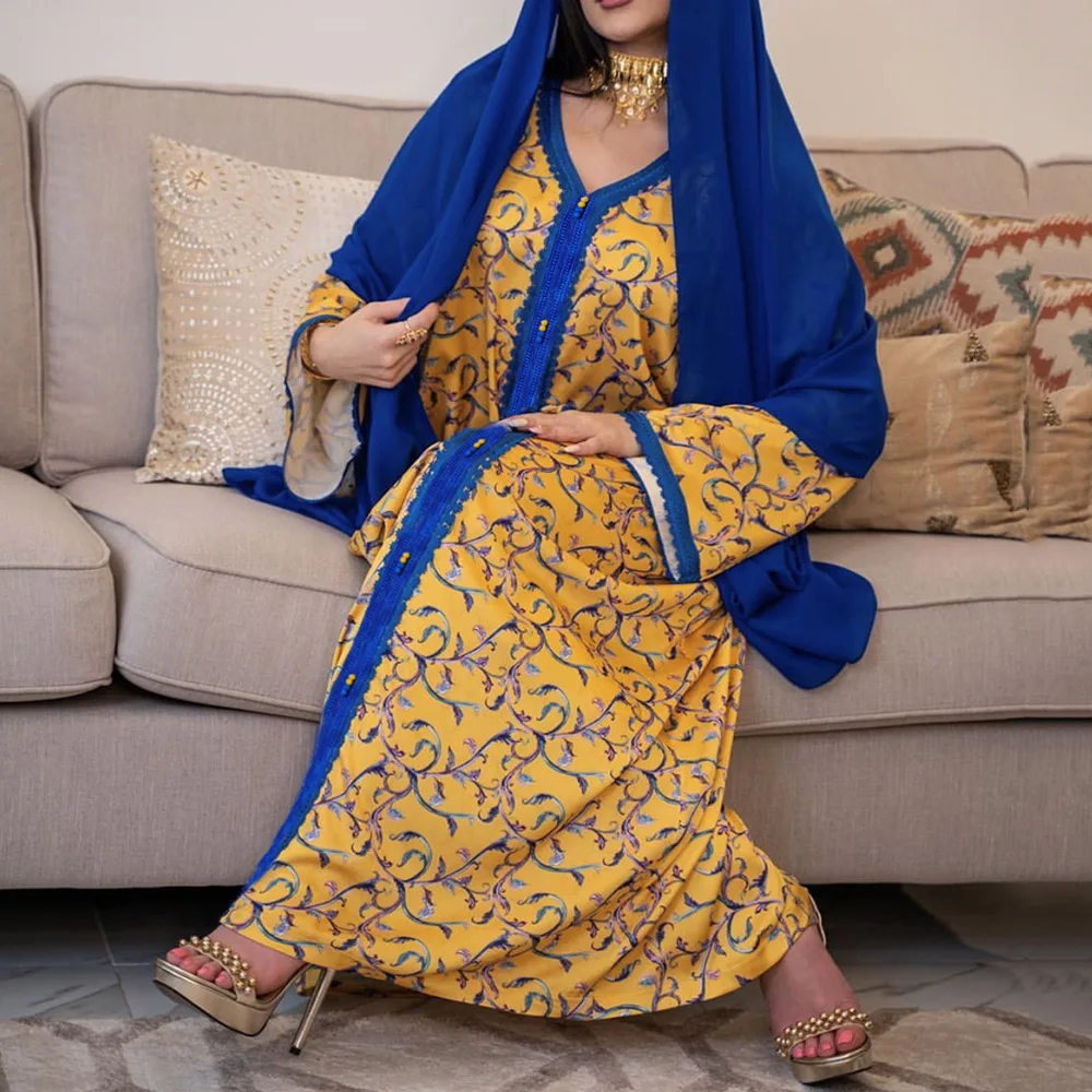 2021 Summer New Middle East Muslim Women's Dress Fashion Oversize Printing Loose Casual Color Contrast Long Sleeve V-neck
2021 Summer New Middle East Muslim Women's Dress Fashion Oversize Printing Loose Casual Color Contrast Long Sleeve V-neck