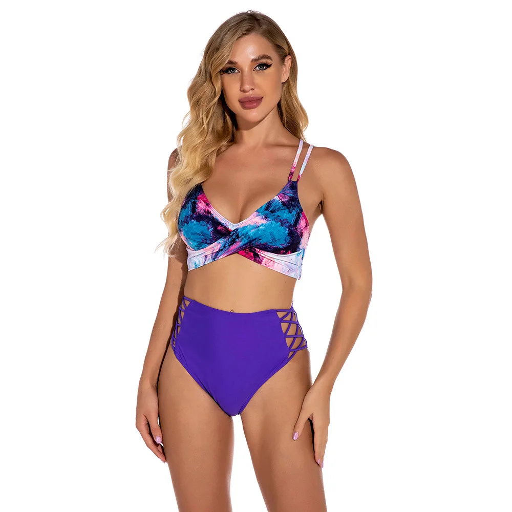 2021 new women's swimsuit European and American sexy cross strap high waist split Swimsuit Bikini
2021 new women's swimsuit European and American sexy cross strap high waist split Swimsuit Bikini