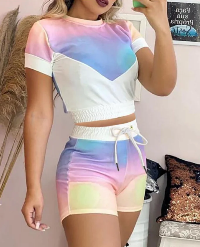2021 new two-piece suit fashionable hit color sexy short-sleeved t-shirt suit female
2021 new two-piece suit fashionable hit color sexy short-sleeved t-shirt suit female