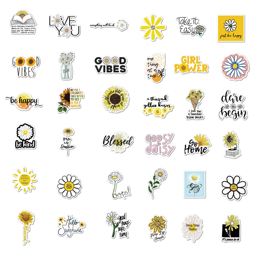 50pcs Flower Daisies Graffiti Inspirational Quotes Stickers DIY To Laptop Skin Frige Luggage Decals For Macbook/Xiaomi/HP/Huawei
50pcs Flower Daisies Graffiti Inspirational Quotes Stickers DIY To Laptop Skin Frige Luggage Decals For Macbook/Xiaomi/HP/Huawei