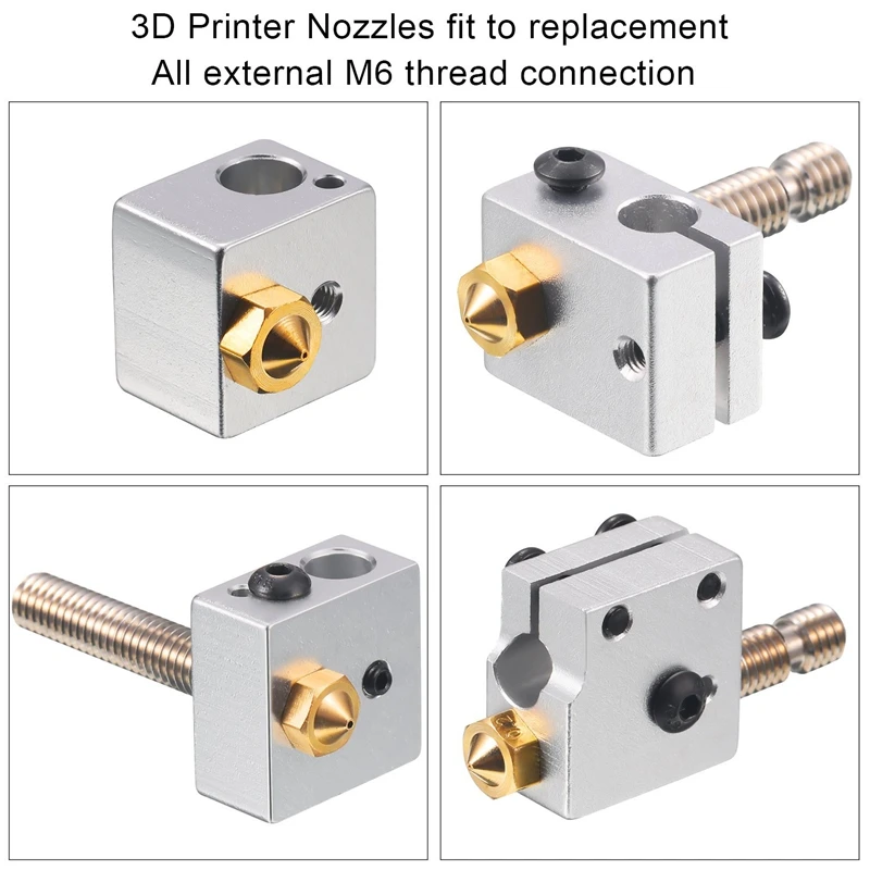 16 Pieces 3D Printer Extruder Nozzle M6 for V5 V6 MakerBot 7 Various Sizes 0.2mm 0.m 0.4mm 0.5mm 0.6mm 0.8mm 1mm
16 Pieces 3D Printer Extruder Nozzle M6 for V5 V6 MakerBot 7 Various Sizes 0.2mm 0.m 0.4mm 0.5mm 0.6mm 0.8mm 1mm