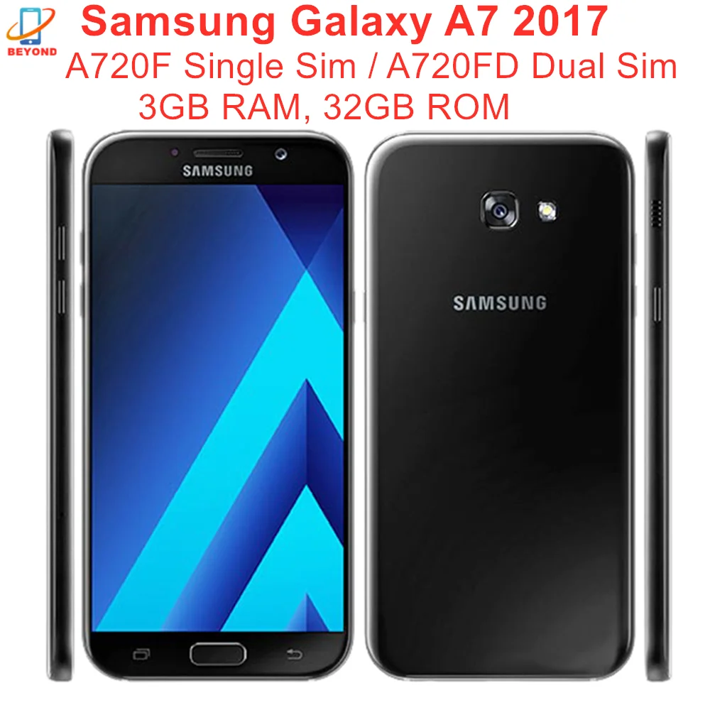 

Samsung Galaxy A7 2017 A720F A720FD RAM 3GB ROM 32GB Mobile Phone Octa Core 5.7" 16MP&16MP Exynos NFC Fingerprint Cell Phone