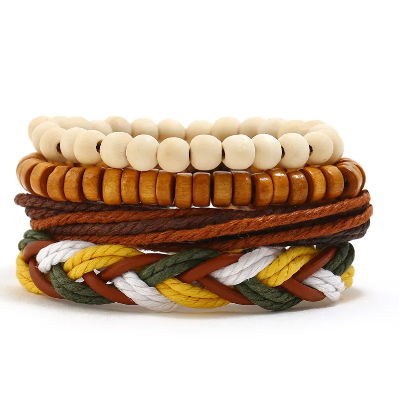 4pcs/set Handmade Braided Rope Multilayer Bead Charm Bracelets Men Women Girl Adjustable Punk Jewelry Gift
4pcs/set Handmade Braided Rope Multilayer Bead Charm Bracelets Men Women Girl Adjustable Punk Jewelry Gift