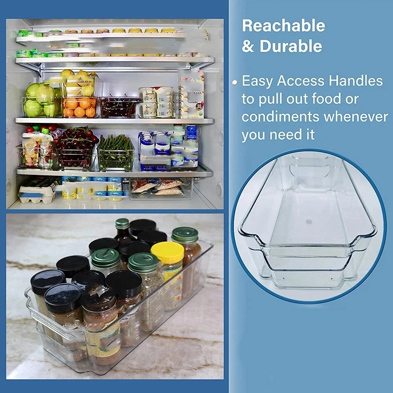 Stackable Plastic Storage Bins Fridge Organizer Clear Pantry Food Organization Handle For Kitchen Freezer Rack Cabinet Tools
Stackable Plastic Storage Bins Fridge Organizer Clear Pantry Food Organization Handle For Kitchen Freezer Rack Cabinet Tools