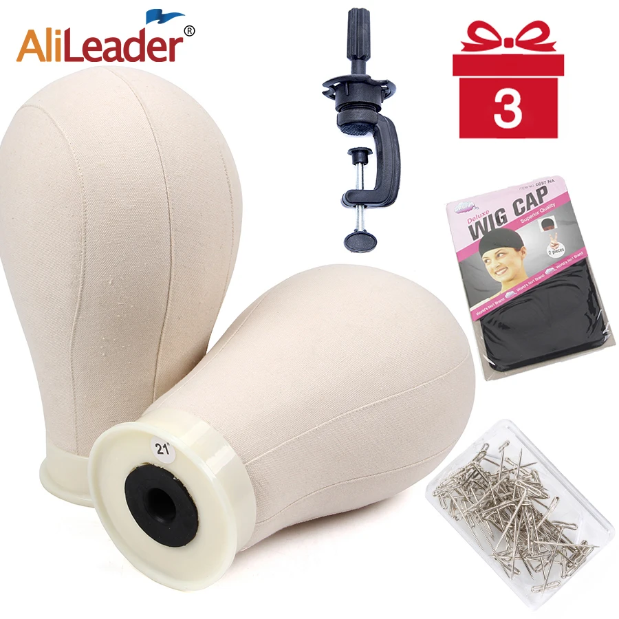 

Alileader Top Selling Canvas Block Head 21"22"23"24" Mannequin Head With Stand Wig Head Holder Canvas Block Head Wig Making Kit