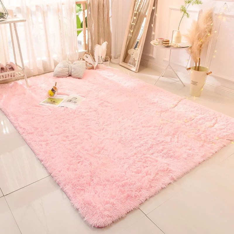 

18 Colors Pink Purple Carpet Dyeing Plush Soft Carpets Area rug For Living Room Bedroom Anti-slip Floor Mats Child Bedroom Mat