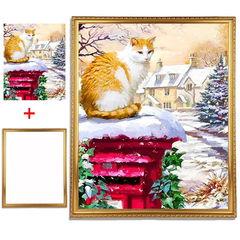 

Полноформатная круглая Алмазная картина с рамкой 5D «Кот», алмазная вышивка «сделай сам», животное, вышивка крестиком, мозаика, домашний декор, подарок