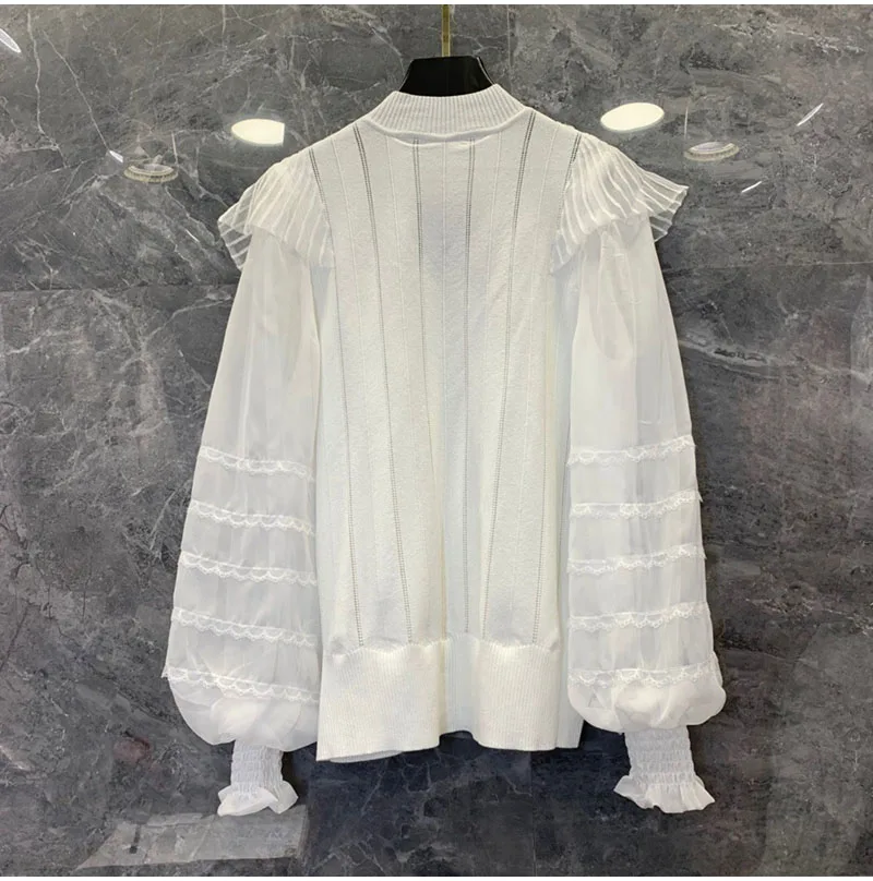 2021 Spring Summer Fashion Sweaters High Quality Brand Women Ruffle Deco Lantern Sleeve Casual White Black Jumpers Ladies Tops
2021 Spring Summer Fashion Sweaters High Quality Brand Women Ruffle Deco Lantern Sleeve Casual White Black Jumpers Ladies Tops