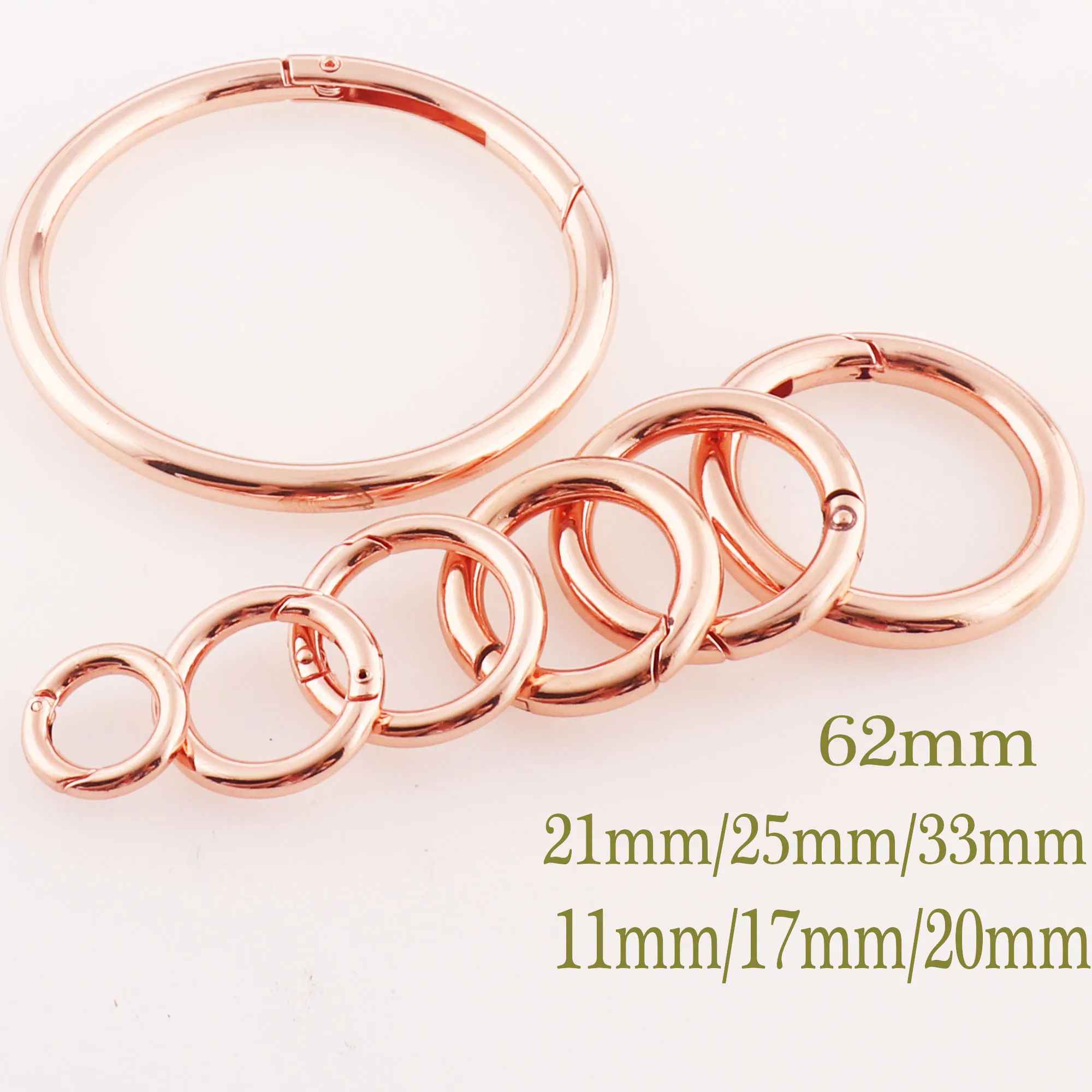 6 PCS Rose Gold Spring Rings,Spring gate ring,o-rings,push gate o rings,Push Snap Hooks,Clasp Screw 11mm17mm20mm21MM25mm33mm62mm
6 PCS Rose Gold Spring Rings,Spring gate ring,o-rings,push gate o rings,Push Snap Hooks,Clasp Screw 11mm17mm20mm21MM25mm33mm62mm