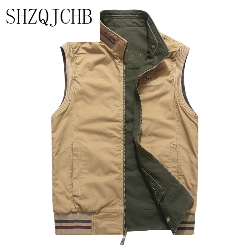 vest Reversible men cotton stand collar multi pockets 2021 new vest military style brand jacket waistcoat plus size 8XL
vest Reversible men cotton stand collar multi pockets 2021 new vest military style brand jacket waistcoat plus size 8XL