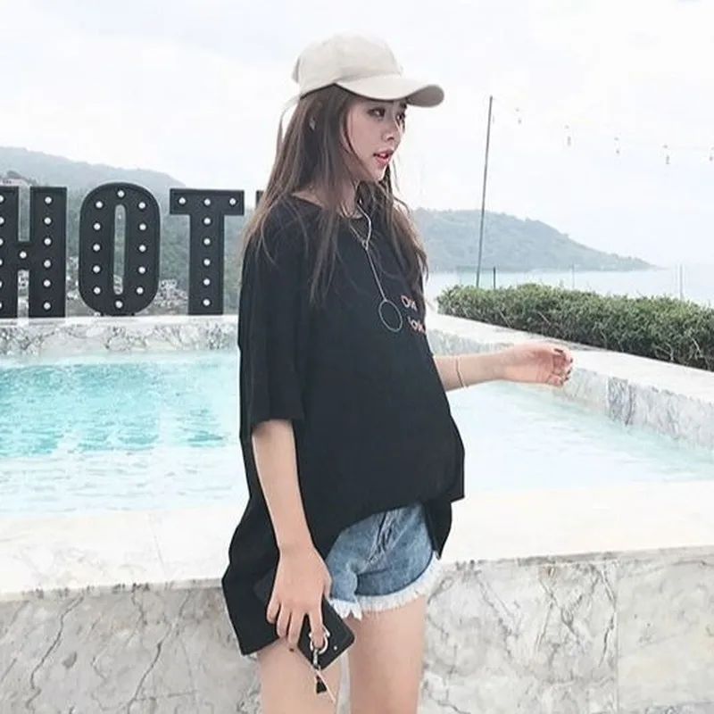 Женская футболка с открытой спиной свободная коротким рукавом в Корейском стиле