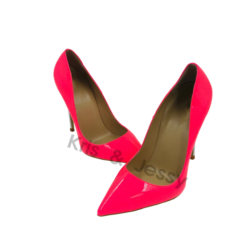 Candy Pink Shiny Patent Leather with White High Heels Sheepskin Insoles Extra Big Size 34-45 Women Elegant Shoes
Candy Pink Shiny Patent Leather with White High Heels Sheepskin Insoles Extra Big Size 34-45 Women Elegant Shoes