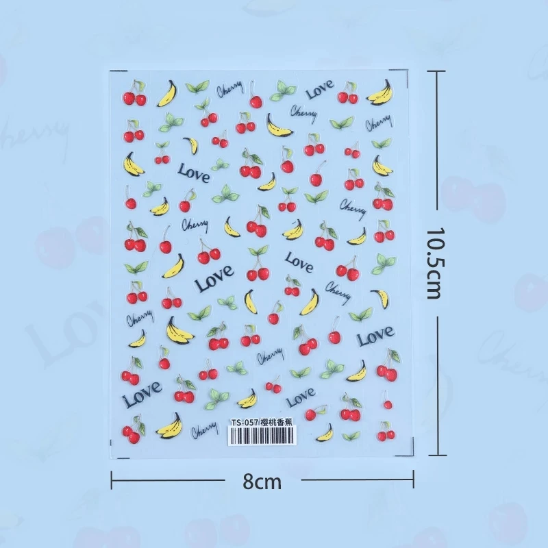 Summer 5D Embossed Sticker Fruit Designs For Nail Art Decorations Strawberry Cherry Decals Manicure Nails Accessories RK130052
Summer 5D Embossed Sticker Fruit Designs For Nail Art Decorations Strawberry Cherry Decals Manicure Nails Accessories RK130052