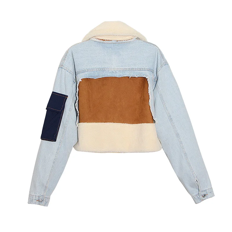 stitched lamb 20 not the same wool Lapel 2020 plush and thickened denim cotton jacket for female winter
stitched lamb 20 not the same wool Lapel 2020 plush and thickened denim cotton jacket for female winter