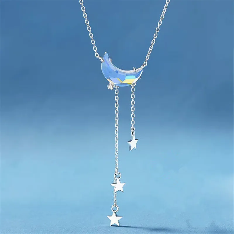 Moon Necklace BlueTassel Crystal Moon Star Charm Pendant Choker Necklace For Girl Women Statement Wedding Jewelry 
Moon Necklace BlueTassel Crystal Moon Star Charm Pendant Choker Necklace For Girl Women Statement Wedding Jewelry