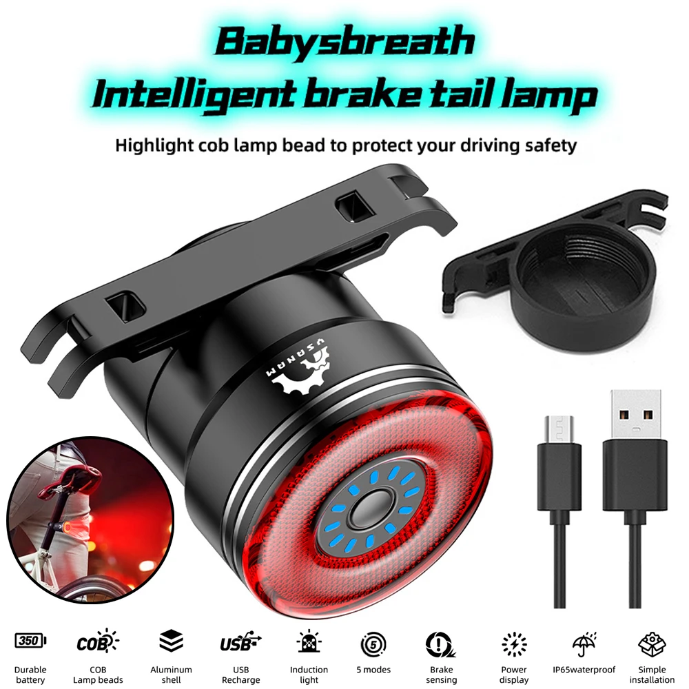 Smart Bike Light USB Bicycle Rear Light Auto Start/Stop Brake Sensing IP65 Waterproof LED Cycling Taillight Bike Accessories
Smart Bike Light USB Bicycle Rear Light Auto Start/Stop Brake Sensing IP65 Waterproof LED Cycling Taillight Bike Accessories