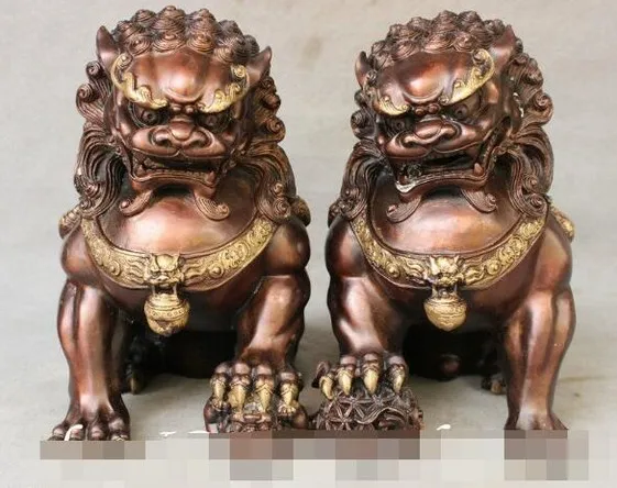 Big 11" Chinese FengShui Bronze Gilt Lion Door Guard Fu Foo Dog Ball Set Statue Pair
Big 11" Chinese FengShui Bronze Gilt Lion Door Guard Fu Foo Dog Ball Set Statue Pair