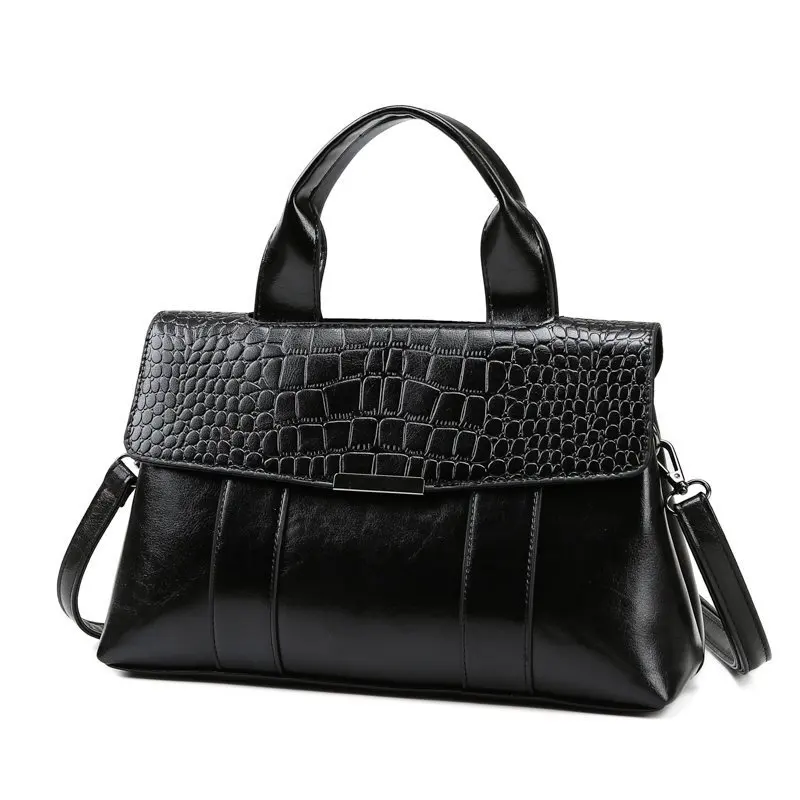 Bag women's 2021 new European and American retro women's bag oil wax crocodile pattern portable shoulder messenger bag 
Bag women's 2021 new European and American retro women's bag oil wax crocodile pattern portable shoulder messenger bag