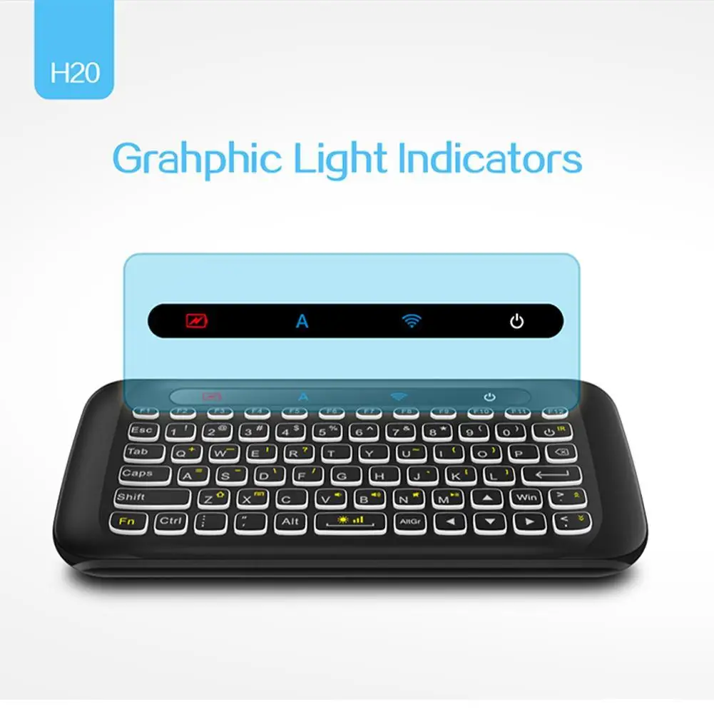 H20 Mini Wireless Keyboard Full Screen Touchpad 3 Staged Adjustable LED Backlight Auto-Rotation
H20 Mini Wireless Keyboard Full Screen Touchpad 3 Staged Adjustable LED Backlight Auto-Rotation