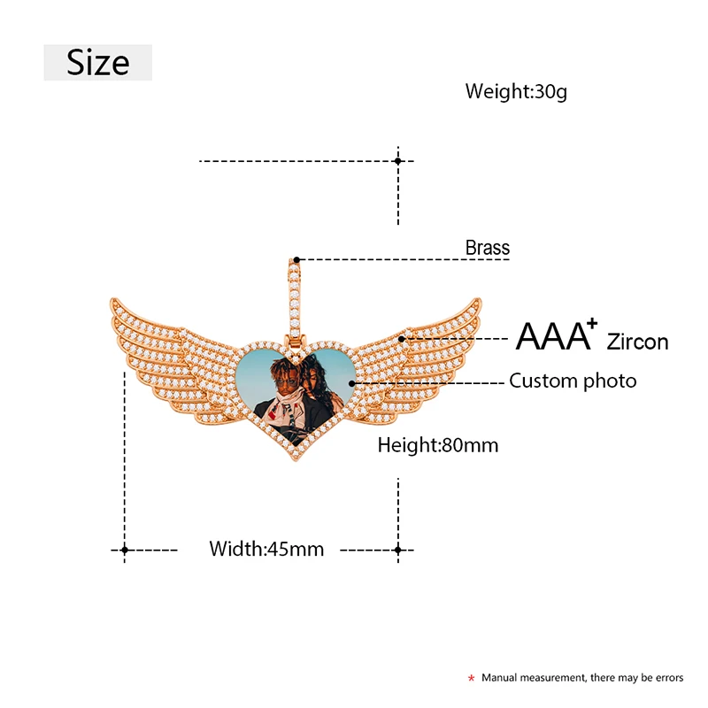 VIP CZP0462 Personality Angel Wing Custom Made Photo Heart Pendant Iced Out Cubic Zirconia Pendant For Women Men Hip Hop Jewelry
VIP CZP0462 Personality Angel Wing Custom Made Photo Heart Pendant Iced Out Cubic Zirconia Pendant For Women Men Hip Hop Jewelry